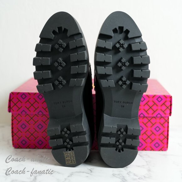 NIB Tory Burch Everly Leather Mini Chunky Loafer Flat Cambridge Shoes Size 7.5/8 - Picture 5 of 7